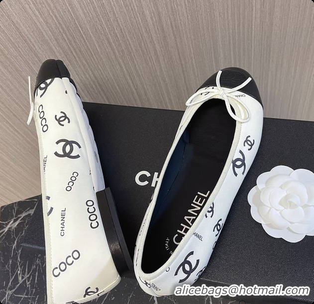 Grade Quality Chanel Ballet Flats CC Logo White And Black 60702902