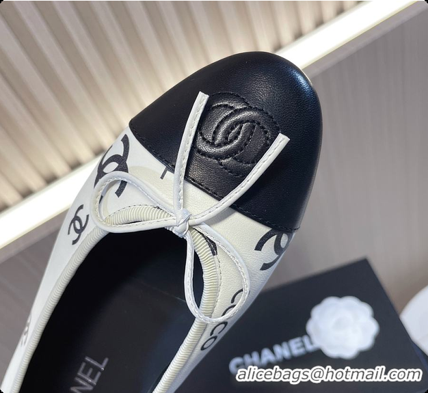Grade Quality Chanel Ballet Flats CC Logo White And Black 60702902