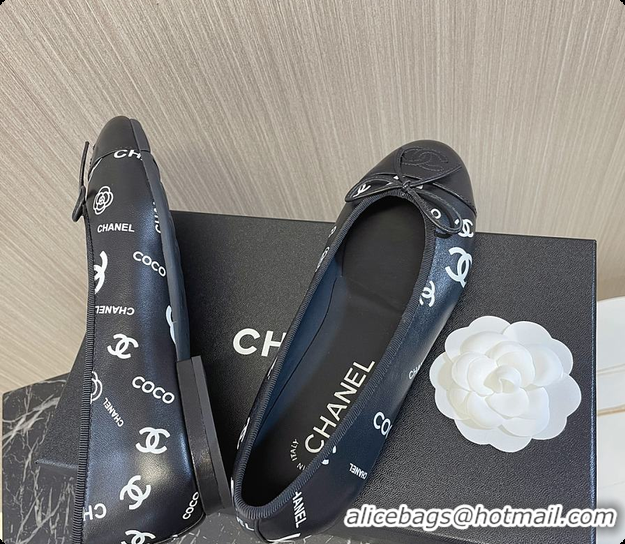 Classic Hot Chanel Ballet Flats CC Logo Black 60702902