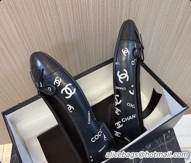 Classic Hot Chanel Ballet Flats CC Logo Black 60702902