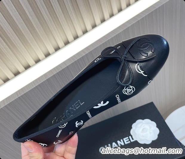 Classic Hot Chanel Ballet Flats CC Logo Black 60702902