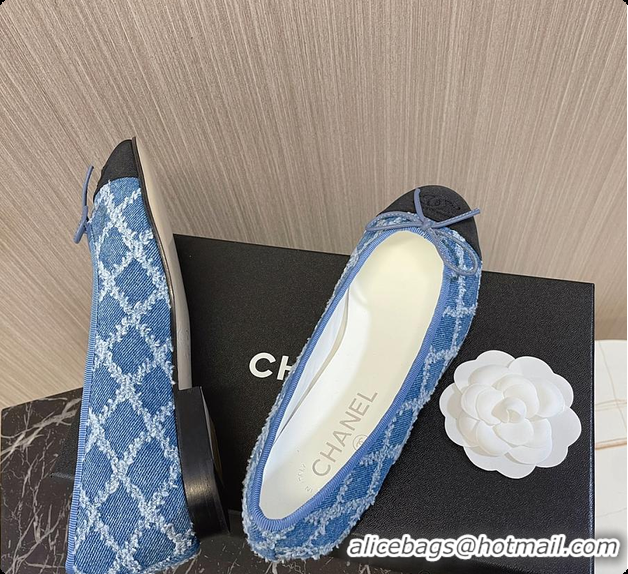 Low Price Chanel Ballet Flats Blue And Black Denim 60702902