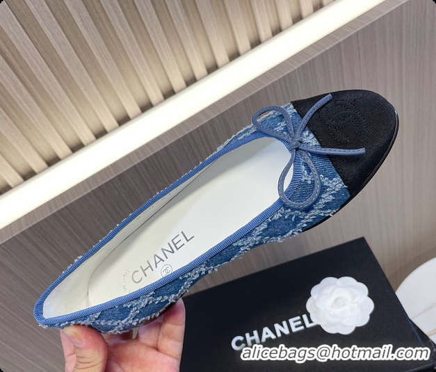 Low Price Chanel Ballet Flats Blue And Black Denim 60702902