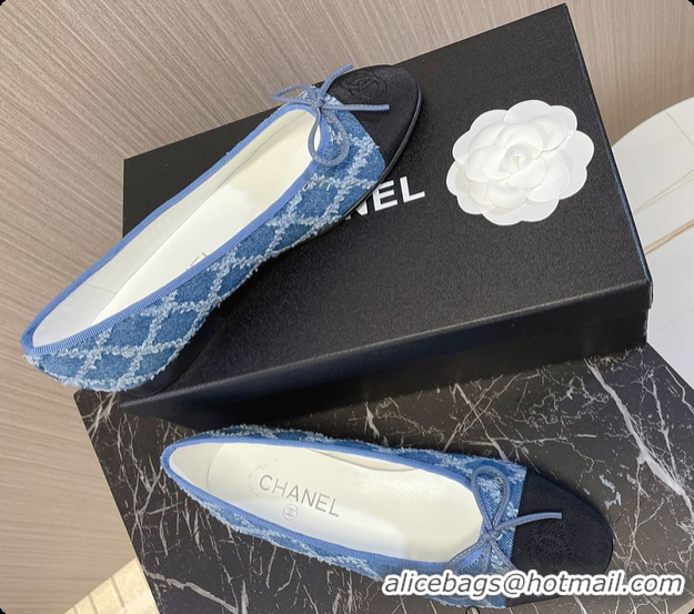 Low Price Chanel Ballet Flats Blue And Black Denim 60702902