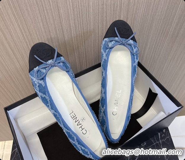 Low Price Chanel Ballet Flats Blue And Black Denim 60702902
