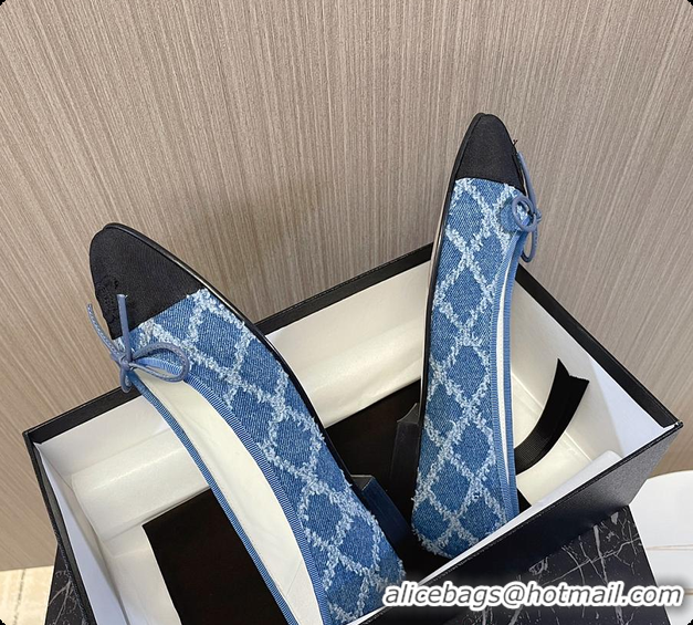 Low Price Chanel Ballet Flats Blue And Black Denim 60702902
