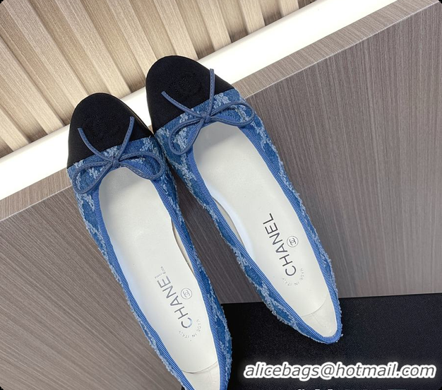 Low Price Chanel Ballet Flats Blue And Black Denim 60702902