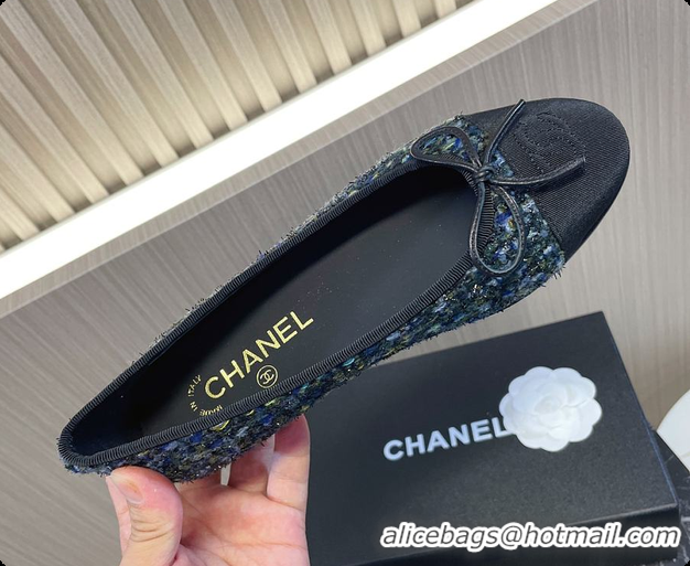 Classic Hot Chanel Ballet Flats Tweed Blue 60702902
