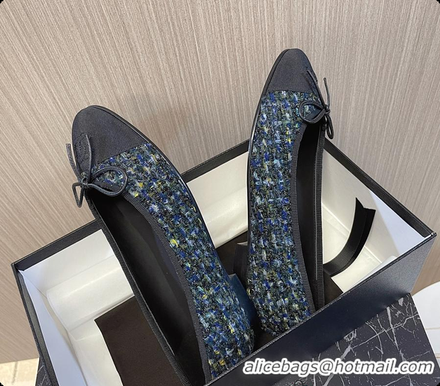 Classic Hot Chanel Ballet Flats Tweed Blue 60702902