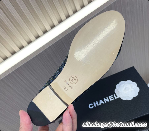 Classic Hot Chanel Ballet Flats Tweed Blue 60702902