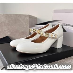 Top Grade Chanel Mary Jane Heels White 60702903
