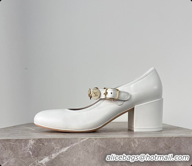 Top Grade Chanel Mary Jane Heels White 60702903