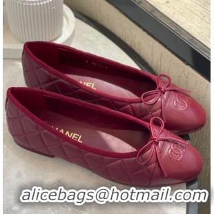 Grade Design Chanel Lambskin Ballet Flats G26250 Dark Red 2026