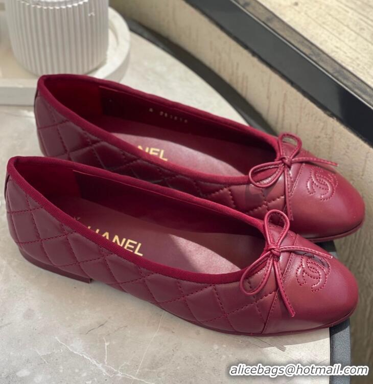 Grade Design Chanel Lambskin Ballet Flats G26250 Dark Red 2026