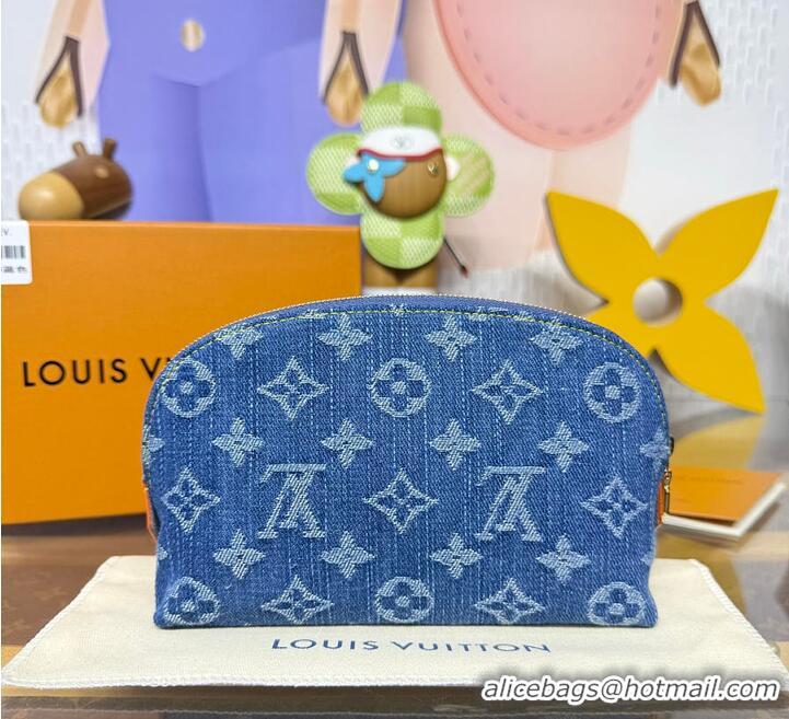 Well Crafted Louis Vuitton Monogram Denim Pochette Cosmetique PM M24317 Blue 2026