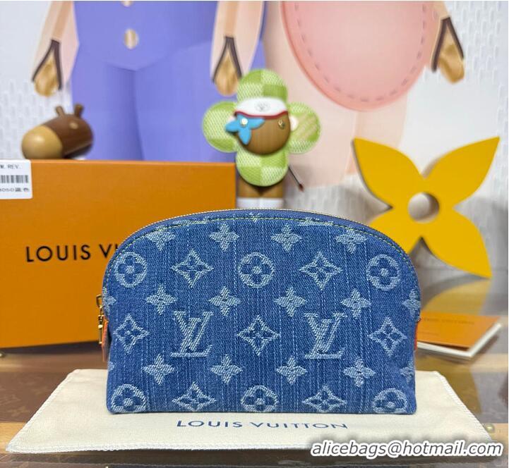 Well Crafted Louis Vuitton Monogram Denim Pochette Cosmetique PM M24317 Blue 2026