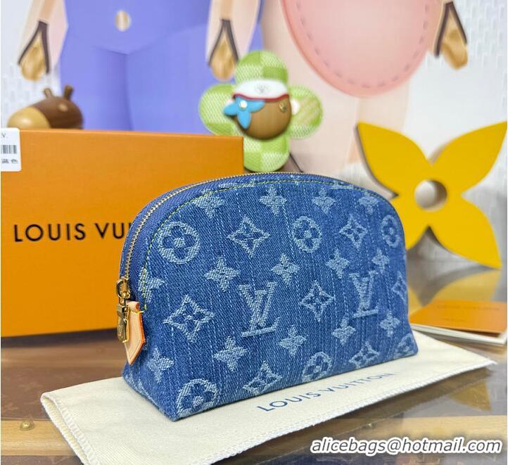 Well Crafted Louis Vuitton Monogram Denim Pochette Cosmetique PM M24317 Blue 2026