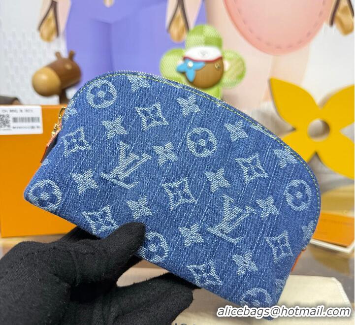 Well Crafted Louis Vuitton Monogram Denim Pochette Cosmetique PM M24317 Blue 2026