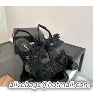 Unique Style Chanel Interlocking CC Logo Bow Heels Black 60703002