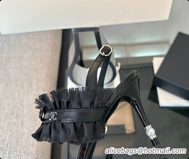 Unique Style Chanel Interlocking CC Logo Bow Heels Black 60703002