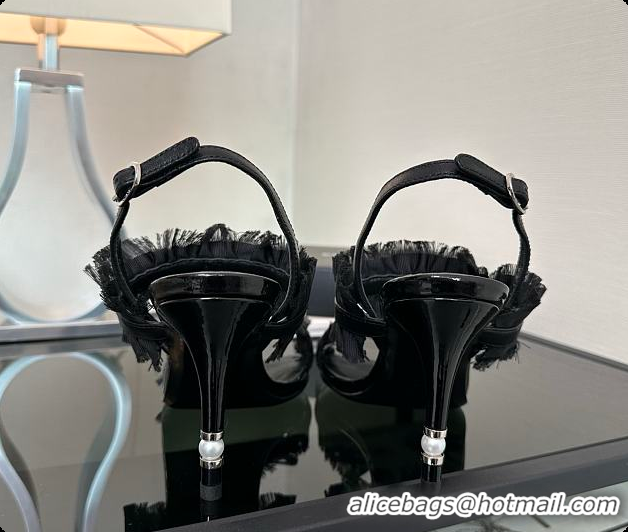 Unique Style Chanel Interlocking CC Logo Bow Heels Black 60703002