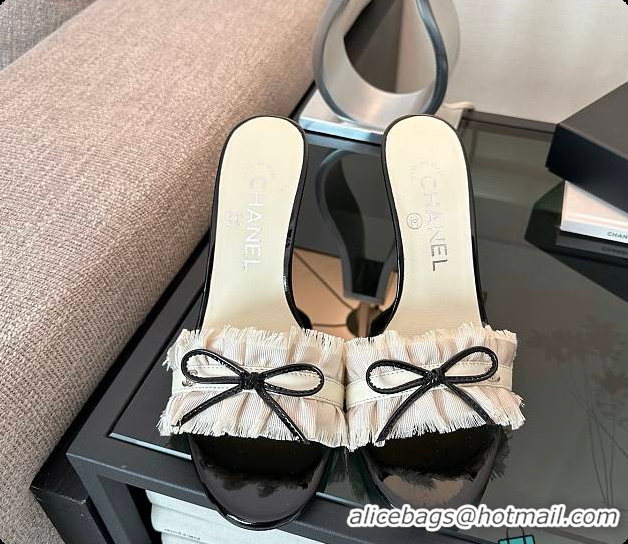 Top Grade Chanel CC Ruffled Bow Heels White 60703003