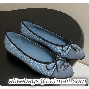 Charming Chanel CC Logo Blue Denim Ballets Flat 60703004