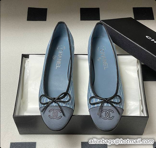 Charming Chanel CC Logo Blue Denim Ballets Flat 60703004