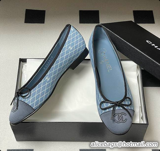 Charming Chanel CC Logo Blue Denim Ballets Flat 60703004