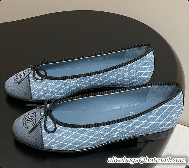 Charming Chanel CC Logo Blue Denim Ballets Flat 60703004