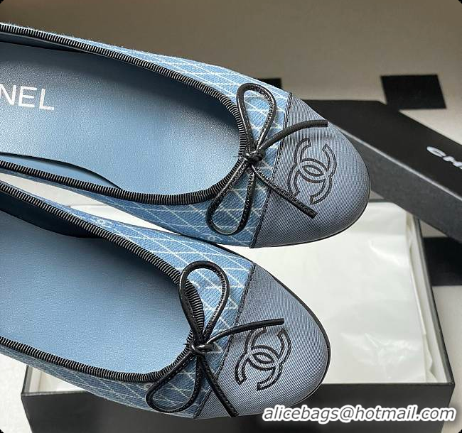 Charming Chanel CC Logo Blue Denim Ballets Flat 60703004