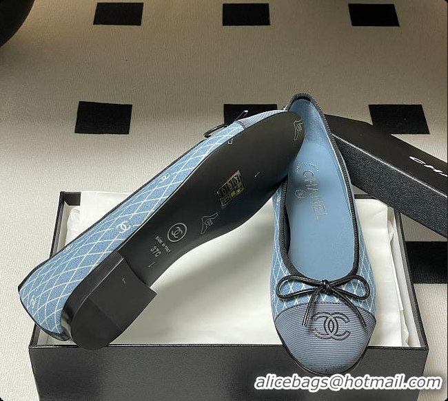 Charming Chanel CC Logo Blue Denim Ballets Flat 60703004