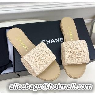 Perfect Chanel Flat Mule Natural Raffia 60703004