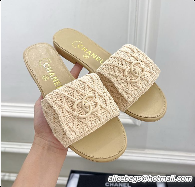 Perfect Chanel Flat Mule Natural Raffia 60703004
