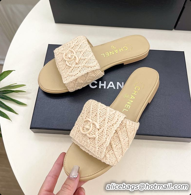 Perfect Chanel Flat Mule Natural Raffia 60703004
