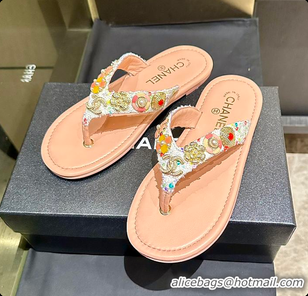 Stylish Chanel Thongs Lambskin & metal Slipper 60703006