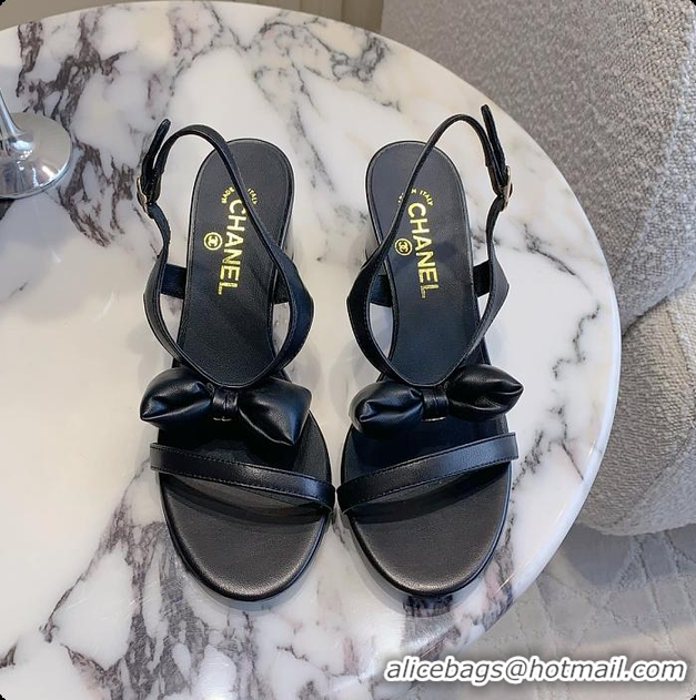Good Quality Chanel Bow Chunky Sandal in Black 60703007