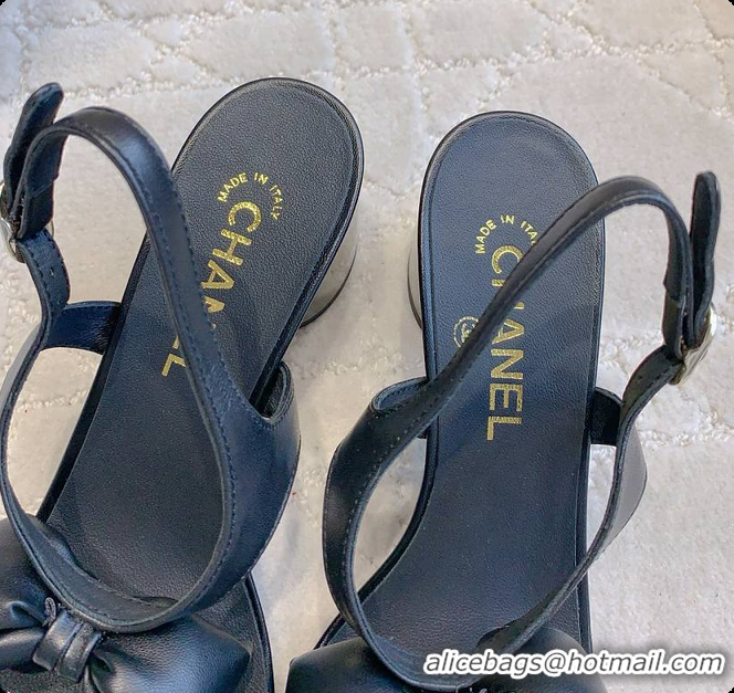 Good Quality Chanel Bow Chunky Sandal in Black 60703007