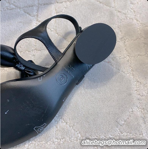 Good Quality Chanel Bow Chunky Sandal in Black 60703007