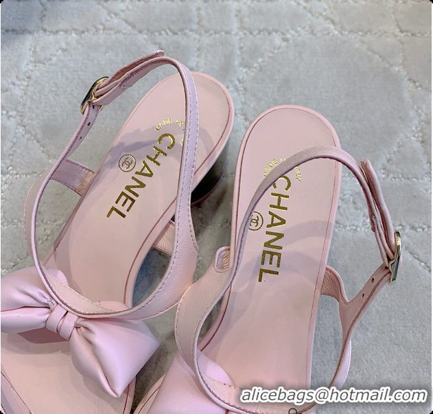 Duplicate Chanel Bow Chunky Sandal in Pink 60703007