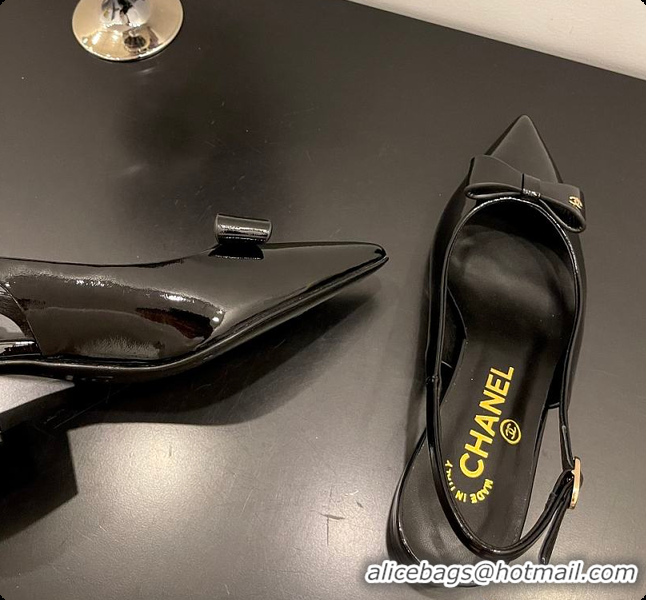 Unique Style Chanel Patent Leather Slingback Flats 60703009