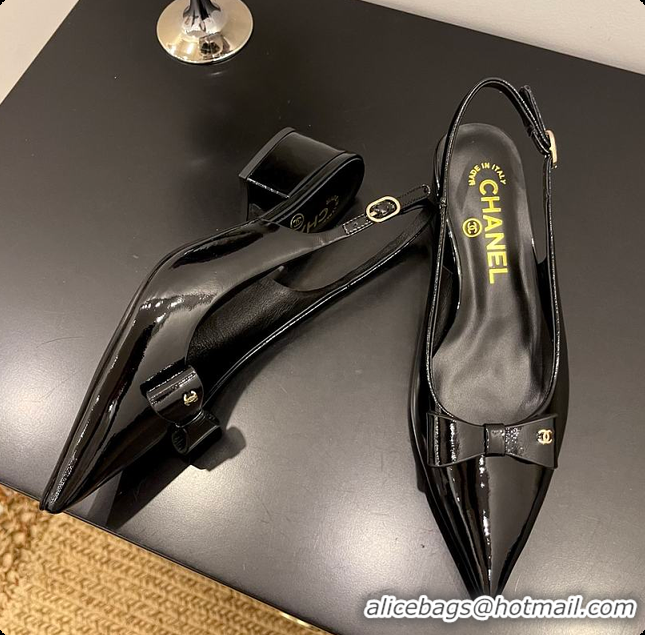 Unique Style Chanel Patent Leather Slingback Flats 60703009