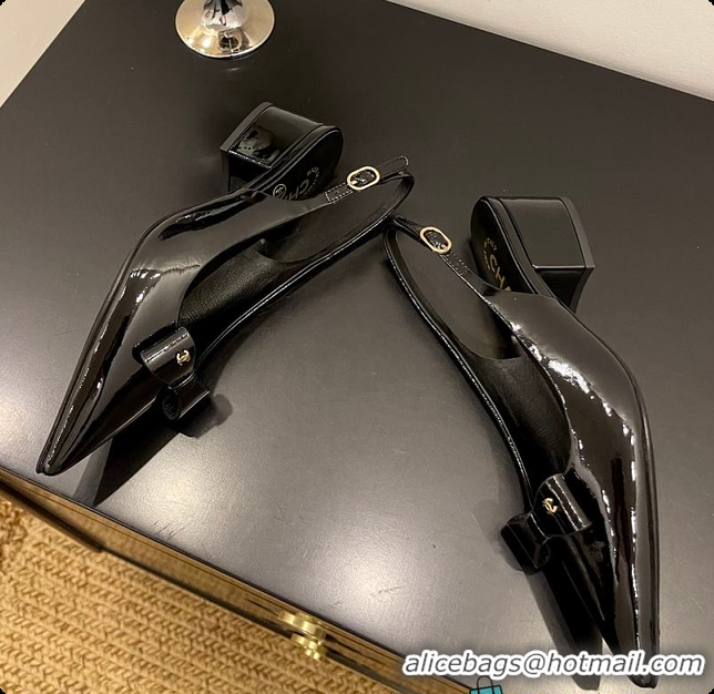 Unique Style Chanel Patent Leather Slingback Flats 60703009