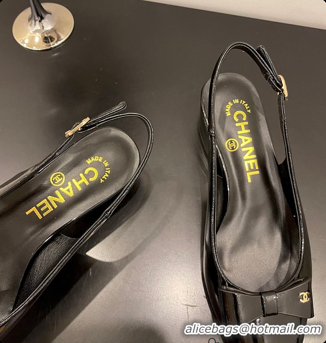 Unique Style Chanel Patent Leather Slingback Flats 60703009