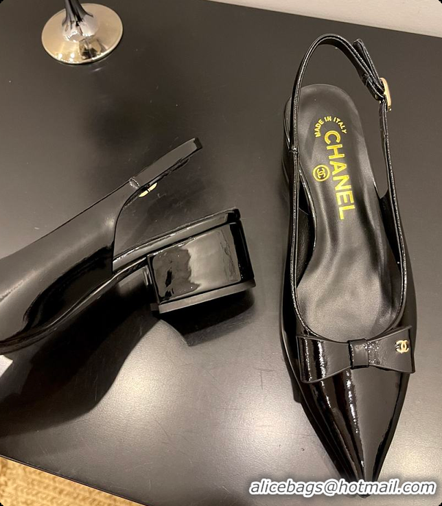 Unique Style Chanel Patent Leather Slingback Flats 60703009