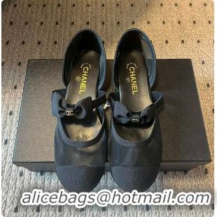 Top Grade Chanel Mary Janes Mesh & Grosgrain Black 60703011
