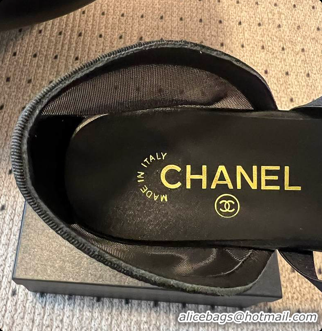 Top Grade Chanel Mary Janes Mesh & Grosgrain Black 60703011