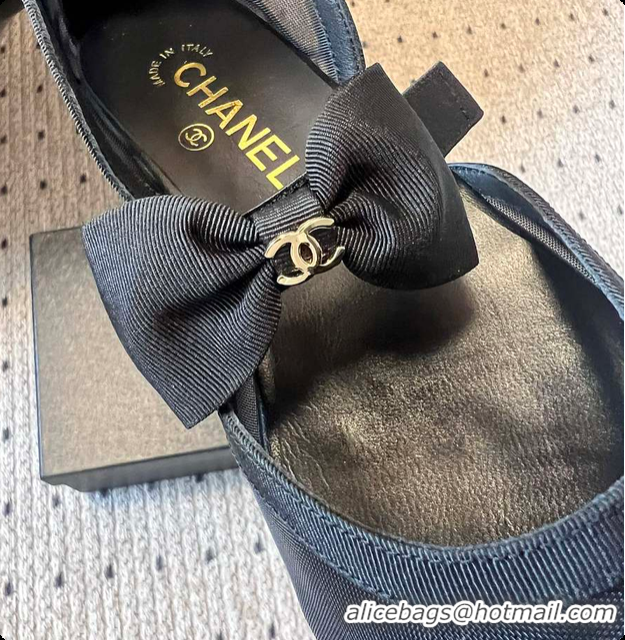 Top Grade Chanel Mary Janes Mesh & Grosgrain Black 60703011