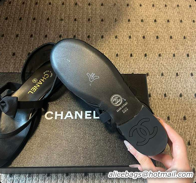Top Grade Chanel Mary Janes Mesh & Grosgrain Black 60703011