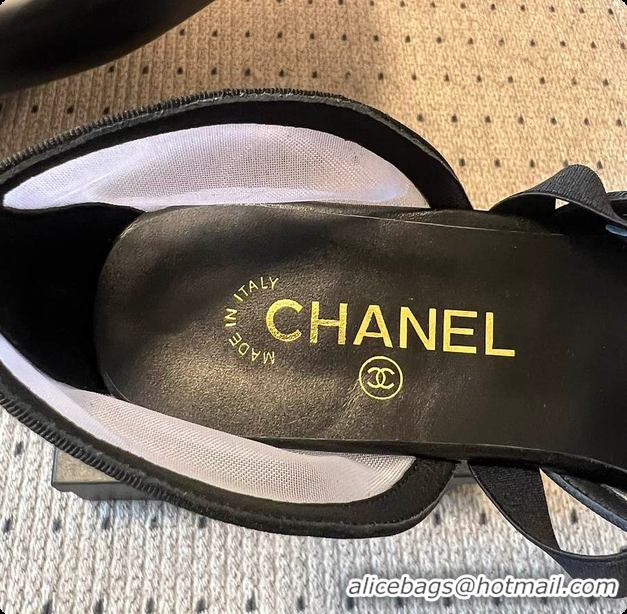 Popular Style Chanel Mary Janes Mesh & Grosgrain Grey & Black 60703011
